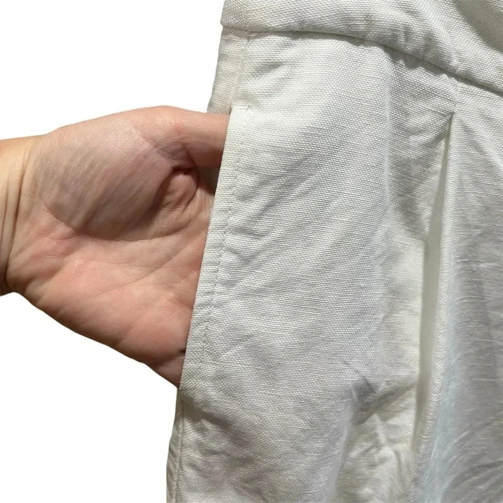 J CREW ~ White 100% Linen Suit Pants Pleated Lined Size 4